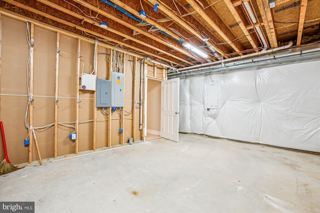 basement with electric panel