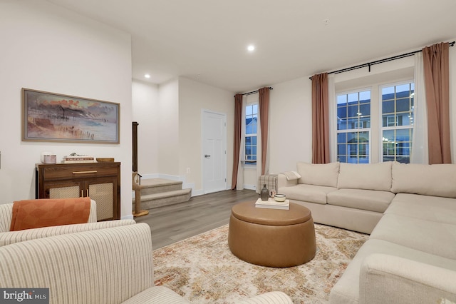 living room featuring light wood-type flooring