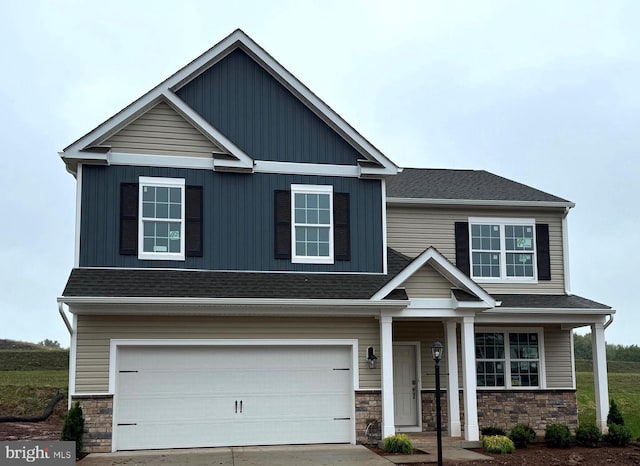 craftsman-style home featuring a garage