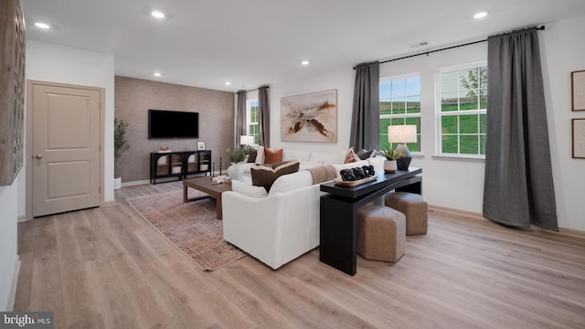 living room featuring light hardwood / wood-style floors