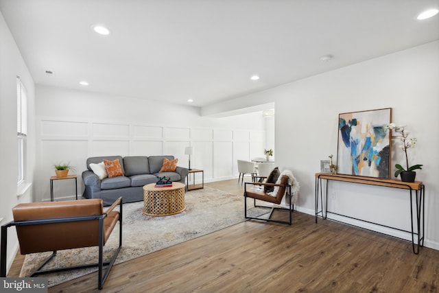 living room with hardwood / wood-style flooring