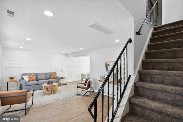 living room with light wood-type flooring