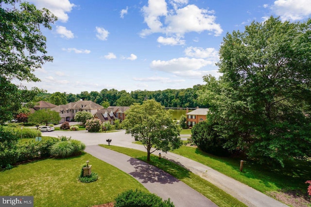 view of property's community with a yard