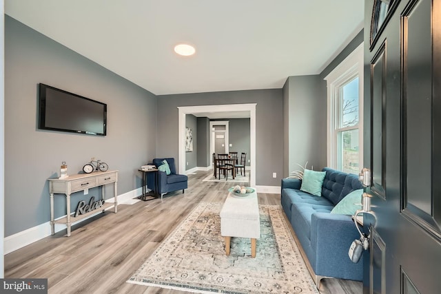 living room featuring light hardwood / wood-style floors