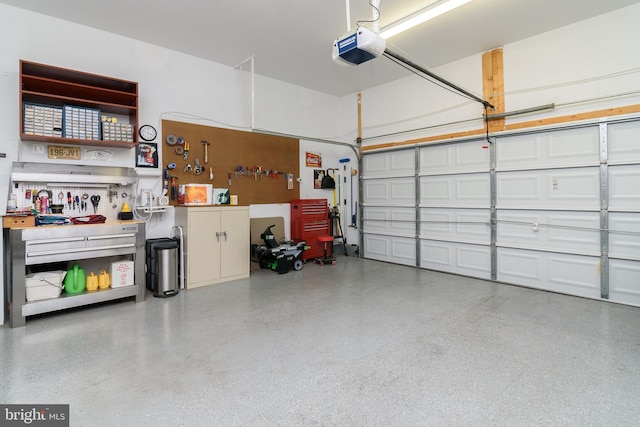 garage with a garage door opener