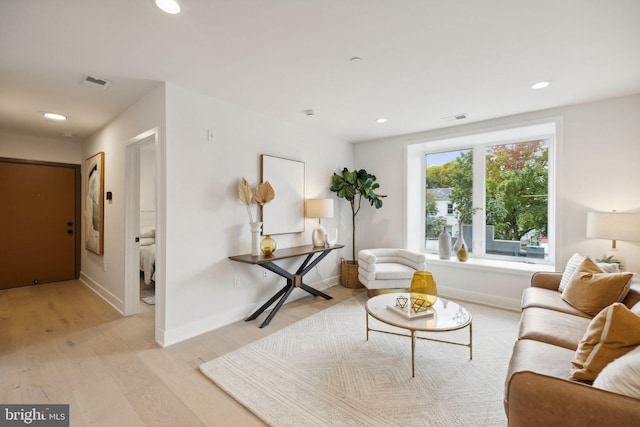 living room featuring light hardwood / wood-style floors