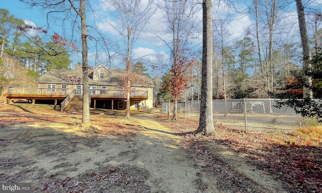 view of yard with a deck