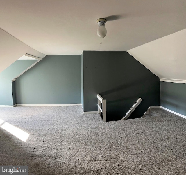 additional living space featuring carpet floors and lofted ceiling