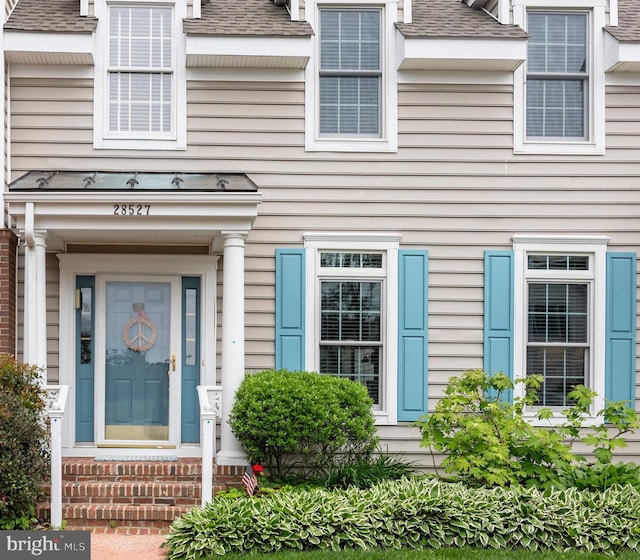 28527 Augusta Ct, Easton, MD 21601 - view of exterior entry featuring a shingled roof
