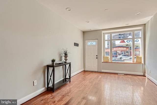 foyer entrance featuring light hardwood / wood-style floors