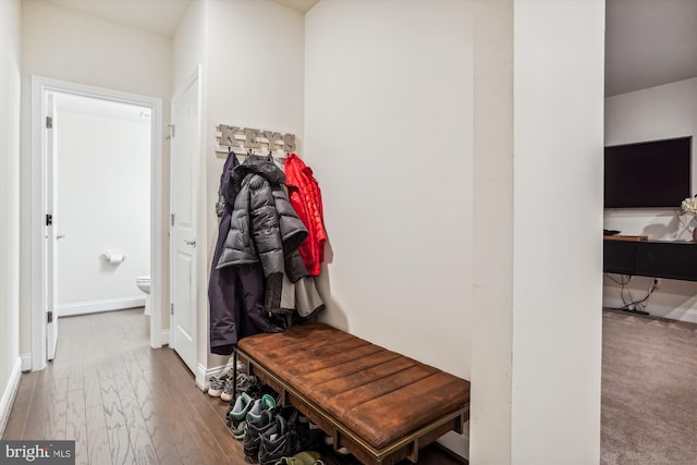 mudroom with hardwood / wood-style flooring