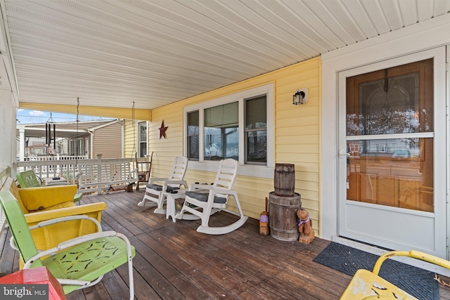 deck featuring a porch