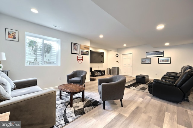 living room featuring light hardwood / wood-style flooring