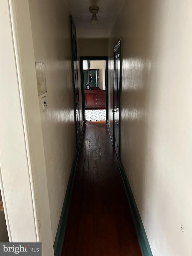 corridor featuring dark hardwood / wood-style floors