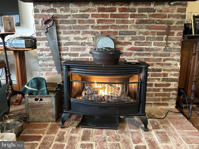 details featuring a wood stove