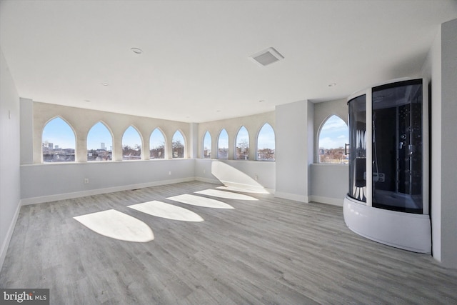 unfurnished room with light hardwood / wood-style floors