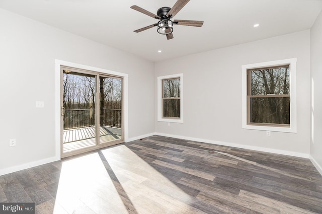 107 S Honeysuckle Dr, Hazle Township, PA 18202 - spare room with wood finished floors, ceiling fan, and recessed lighting