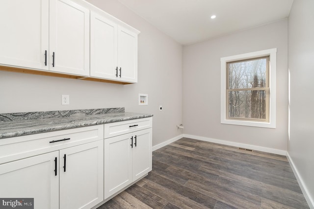 107 S Honeysuckle Dr, Hazle Township, PA 18202 - kitchen featuring dark wood-type flooring, white cabinetry, and recessed lighting