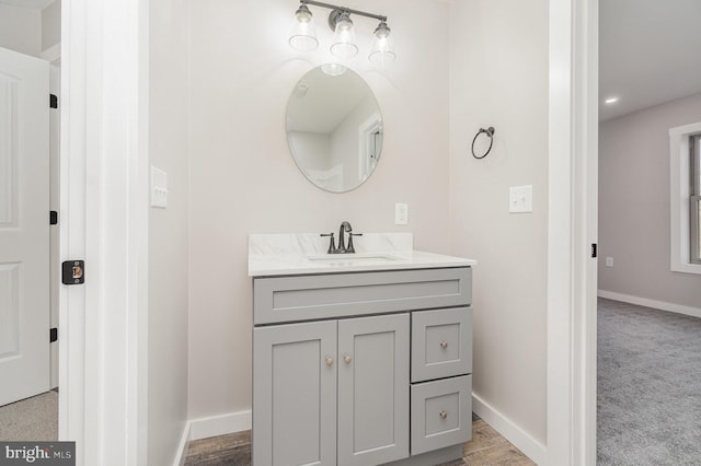 107 S Honeysuckle Dr, Hazle Township, PA 18202 - bathroom with baseboards and vanity