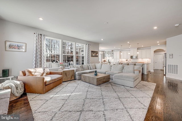 living room featuring light hardwood / wood-style flooring