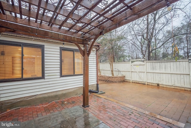 view of patio featuring a pergola