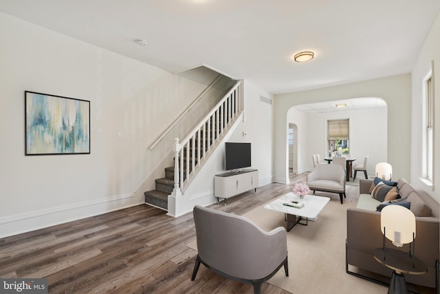 living room featuring wood-type flooring