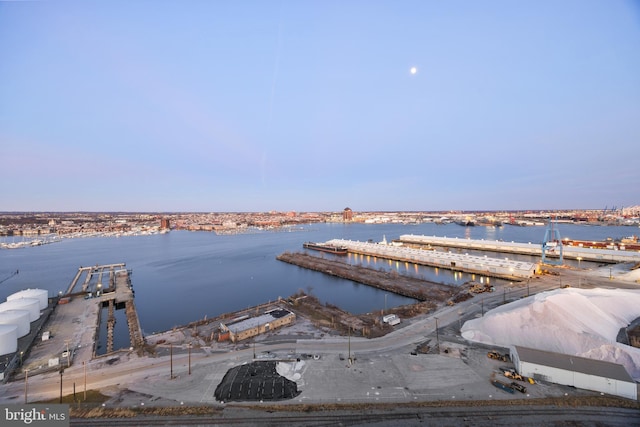 view of dock featuring a water view