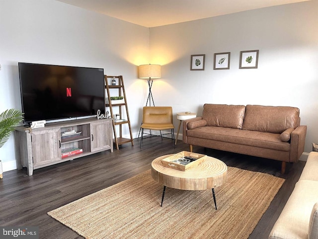 living room featuring dark hardwood / wood-style floors