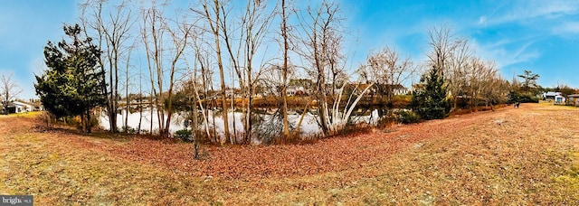 exterior space featuring a water view