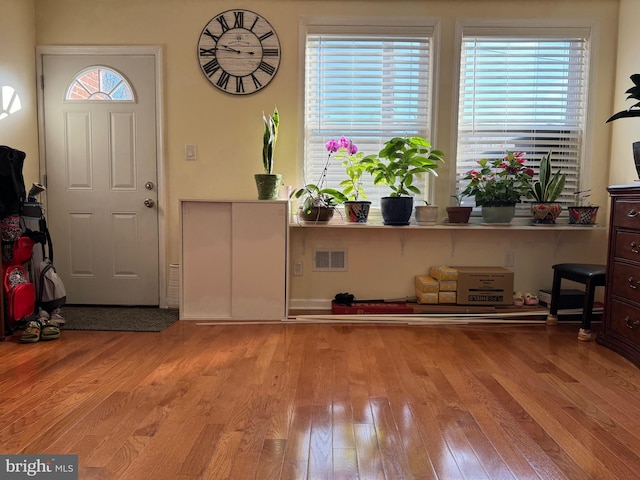 entryway with light hardwood / wood-style floors