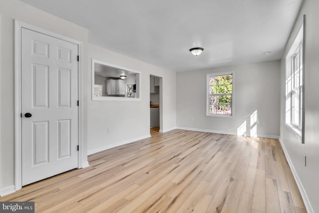 unfurnished living room with light hardwood / wood-style floors