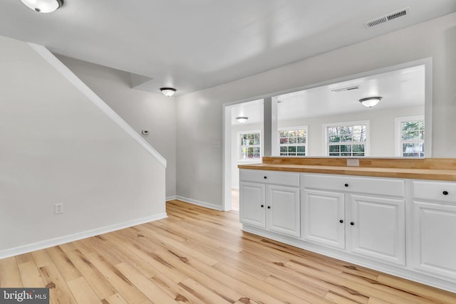 interior space with light hardwood / wood-style floors