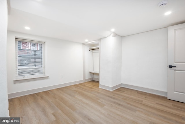 interior space with light hardwood / wood-style floors