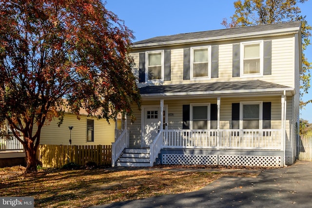 view of front of home with covered porch