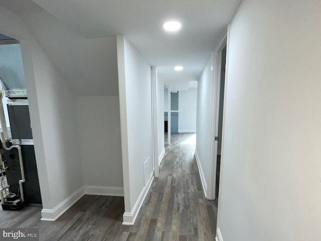 hall featuring dark hardwood / wood-style flooring