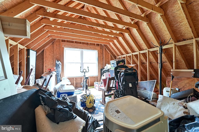 view of unfinished attic