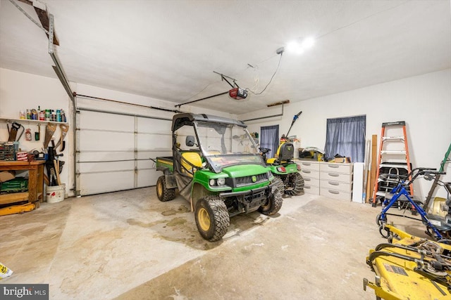 garage with a garage door opener