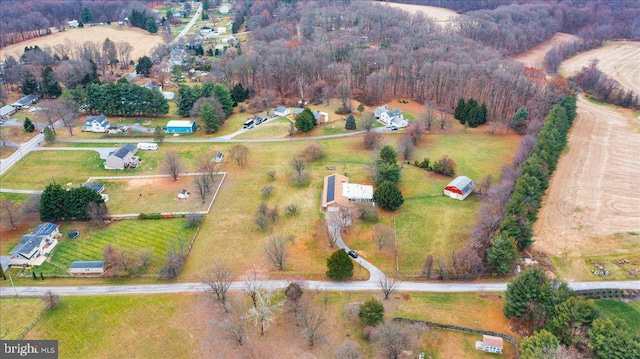 aerial view featuring a rural view