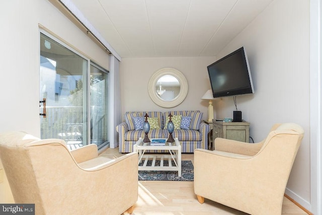 living room featuring light hardwood / wood-style flooring