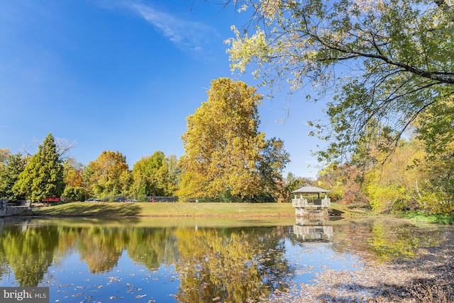 water view featuring a gazebo