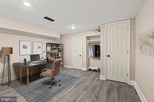 office featuring wood-type flooring