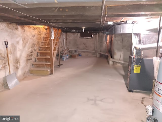 basement with water heater