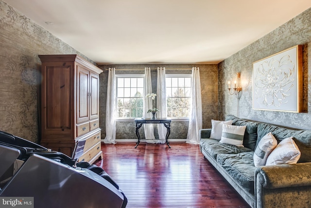 living area featuring dark hardwood / wood-style floors