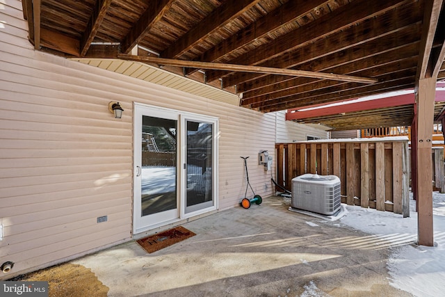 view of patio / terrace featuring central AC unit