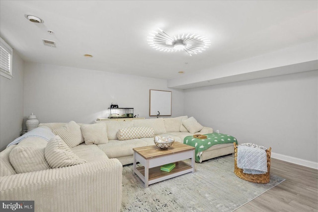 living room featuring hardwood / wood-style flooring