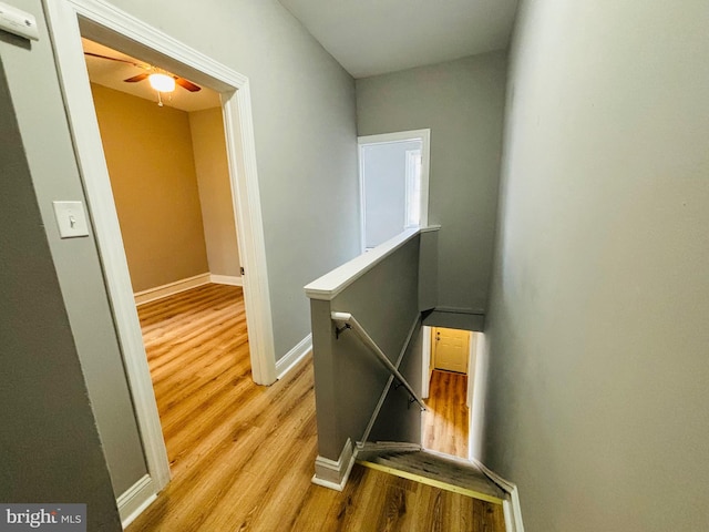 interior space featuring ceiling fan and hardwood / wood-style floors