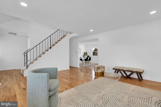 living room with light wood-type flooring