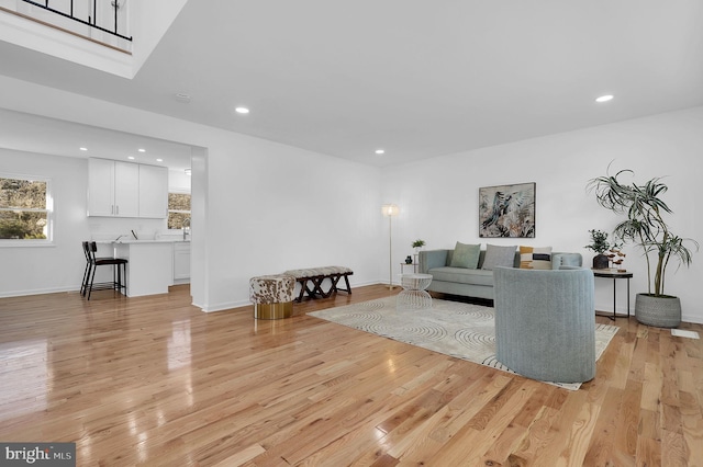 living room featuring light hardwood / wood-style floors