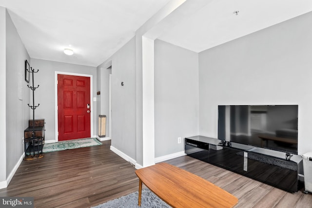 foyer with dark hardwood / wood-style floors