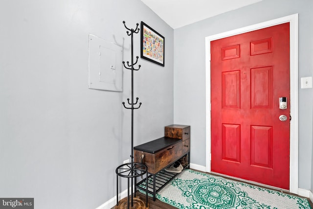 foyer entrance featuring electric panel